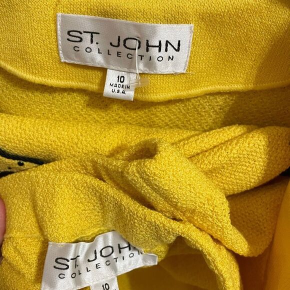 St. John Collection Yellow Embellished Blazer and skirt - Picture 4 of 6